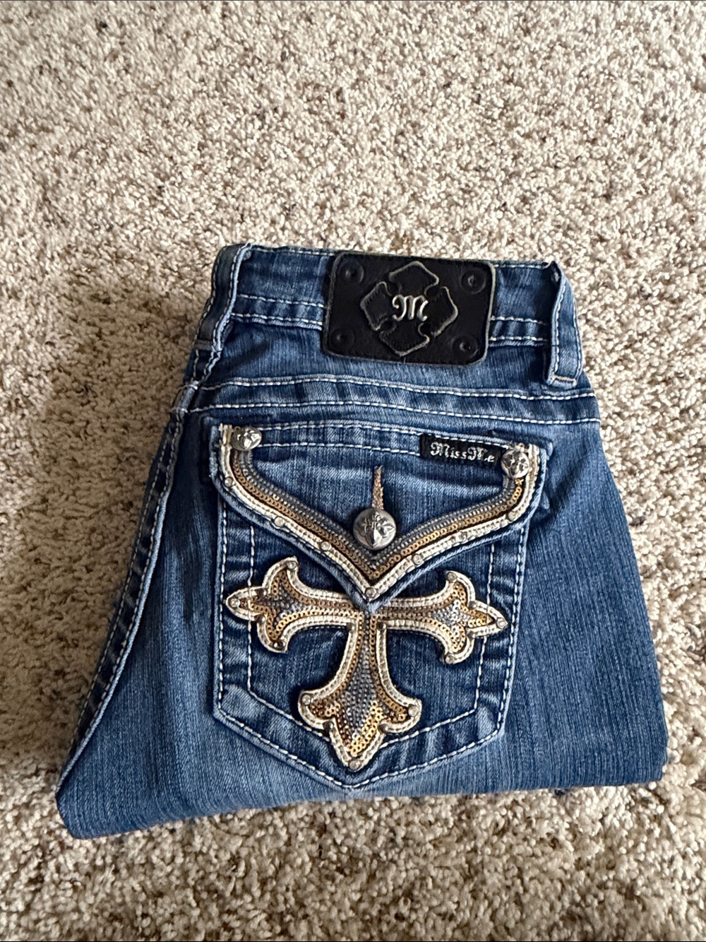 Miss Me Women's Skinny Medium-Dark Blue Stretch Denim Jeans